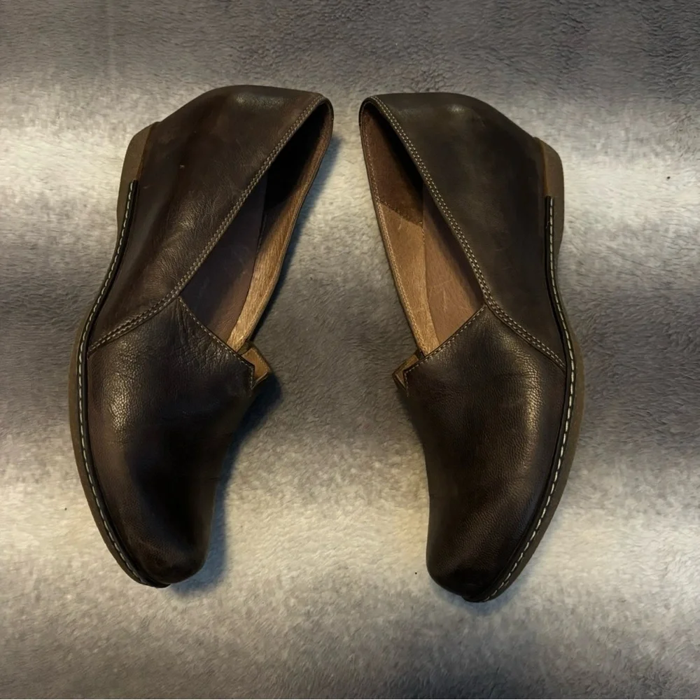 Dansko Liliana Burnished Brown Leather Wedge Loafers Comfort Shoes Size 9 EU 39 - Picture 5 of 12